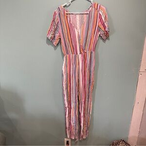Entro Colorful Striped Rayon Jumpsuit